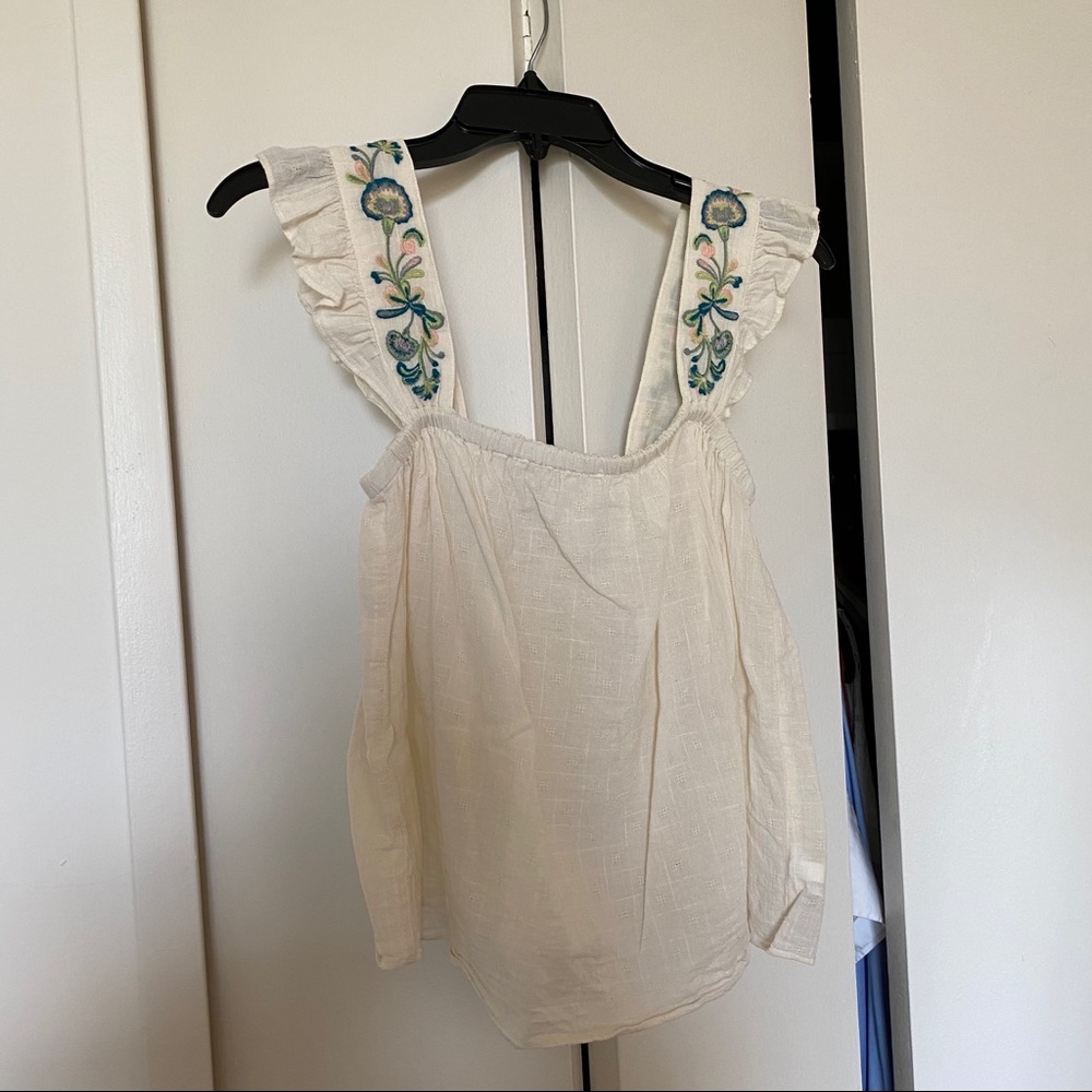 Madewell Embroidered-Strap Swing Top